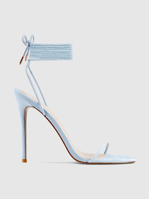 Barely There Lace Up Heel - Powder Blue Product Image