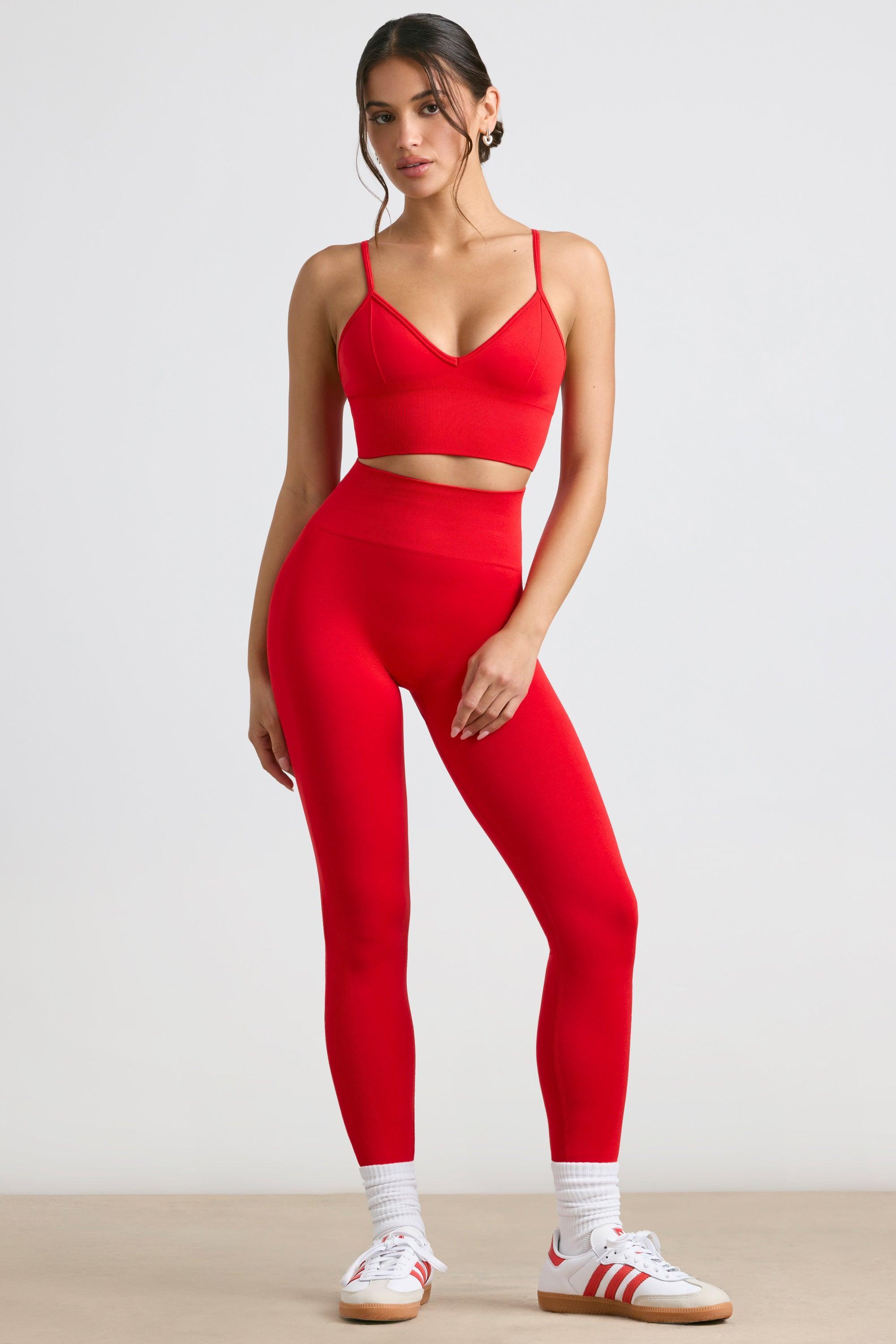 Petite High-Waist Define Luxe Leggings in Red Product Image