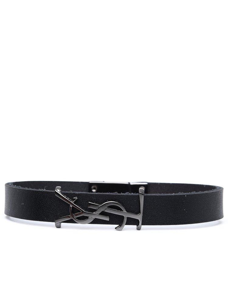 Opyum Monogram Leather Bracelet In Nero Product Image