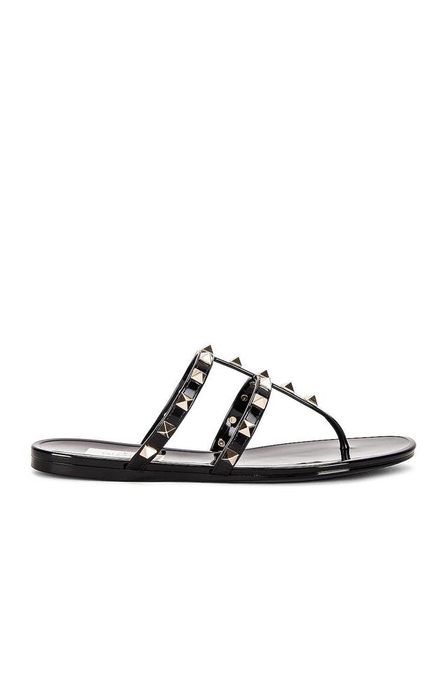 Valentino Garavani Summer Rockstud PVC Thong Sandal in Black Product Image