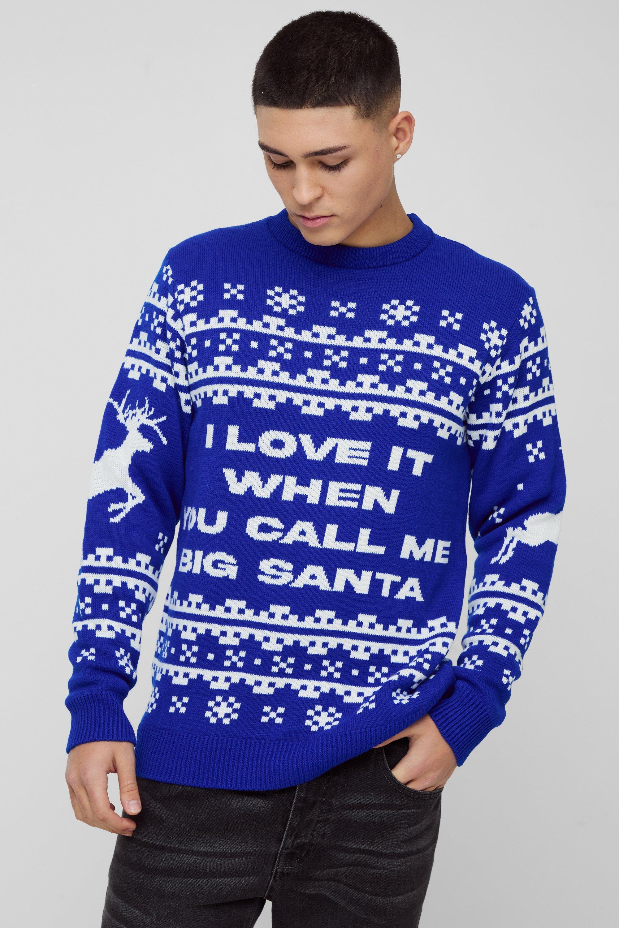 Regular Fit Big Santa Fairisle Christmas Sweater | boohooMAN USA Product Image