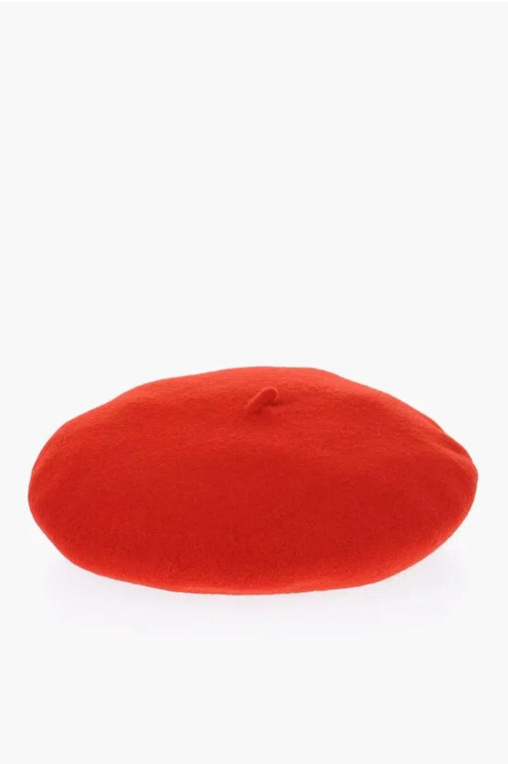 Wool Beret With Logo Detail In Orange product image