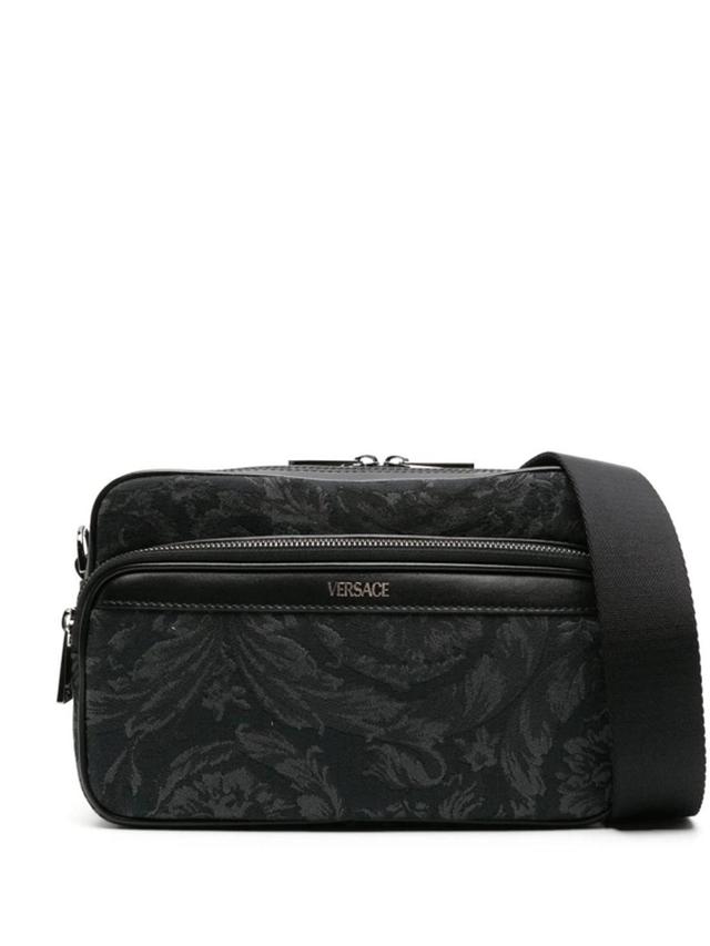 VERSACE Athena Barocco-print Messenger Bag In Black Product Image