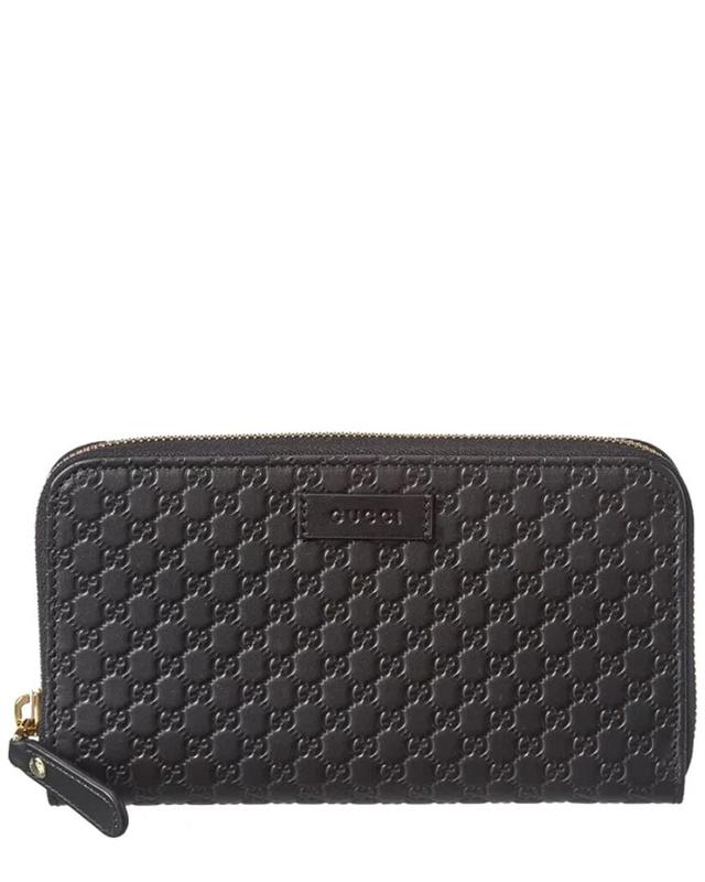 Gg Leather Zip Around Wallet In Black Product Image