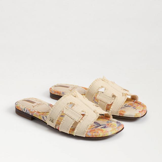 Sam Edelman Bay Fray Linen and Floral Canvas Double E Logo Slide Sandals Product Image