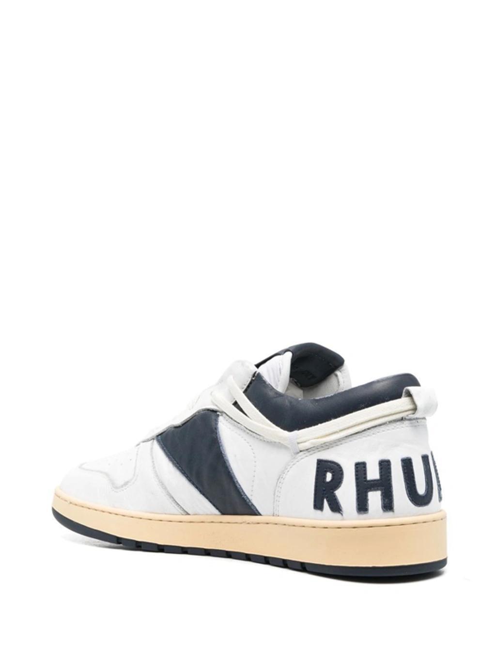 Rhecess Leather Low Top Sneakers In White Black Product Image