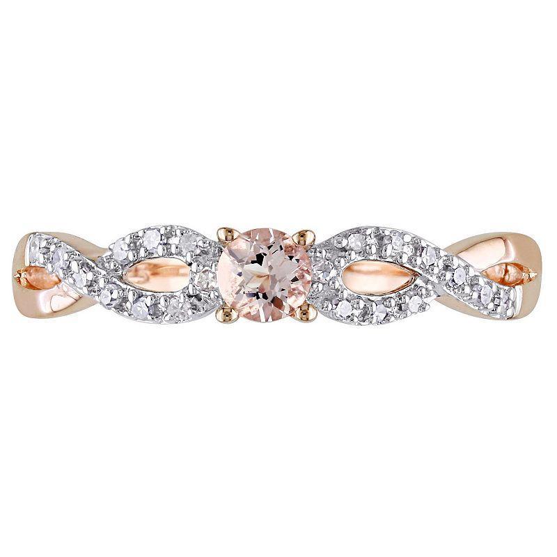 Stella Grace Rose Rhodium-Plated Sterling Silver Morganite and Diamond Accent Infinity Ring, Womens Pink Product Image