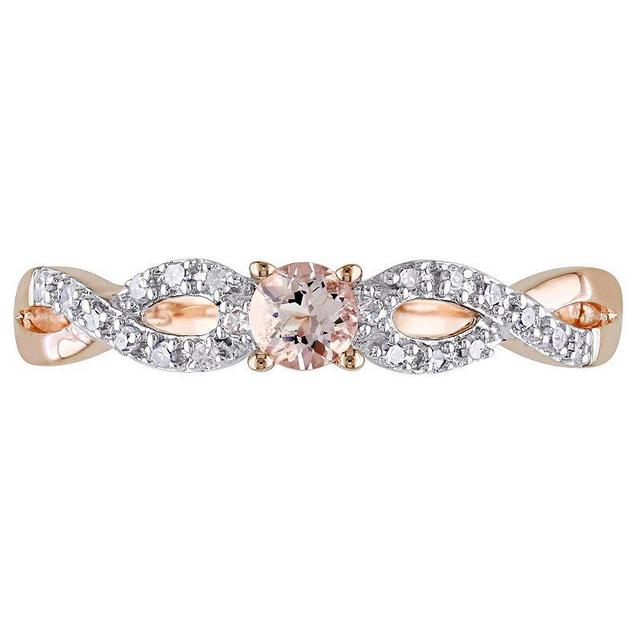 Stella Grace Rose Rhodium-Plated Sterling Silver Morganite and Diamond Accent Infinity Ring, Womens Pink Product Image