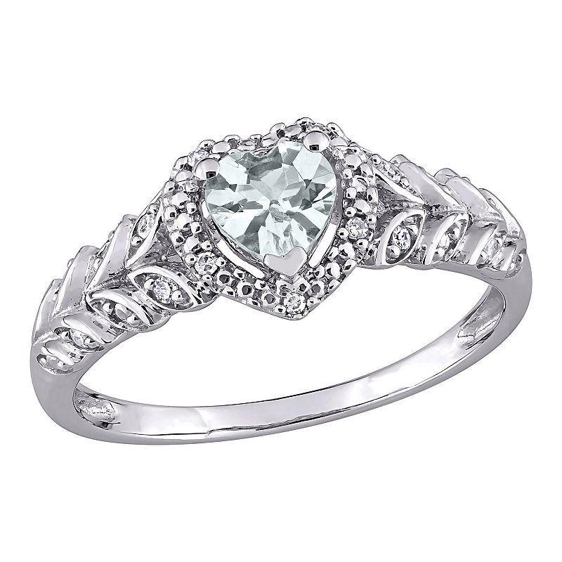 Stella Grace 10K White Gold Aquamarine & Diamond Accent Ring, Womens 10k Whgold Product Image