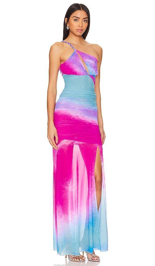 ROCOCO SAND Cloud One Shoulder Maxi Dress in Fuchsia. Product Image