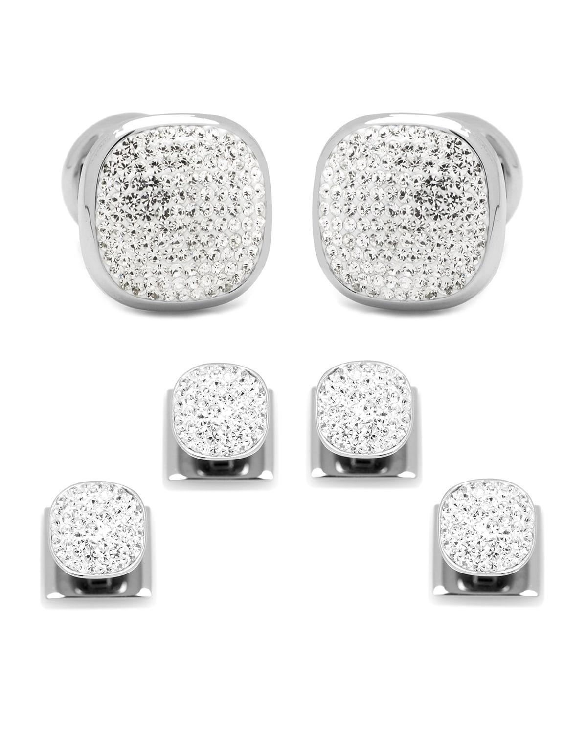 Mens Pav Crystal and Stainless Steel Cufflinks Product Image