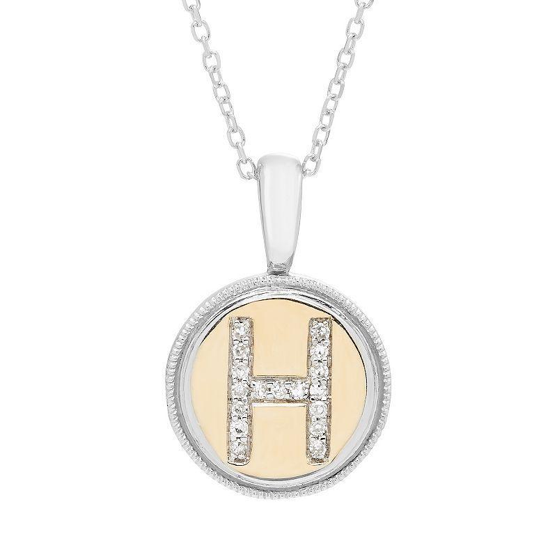 Its Personal 14k Gold Over Sterling Silver Diamond Accent Initial Pendant Necklace, Womens White Product Image