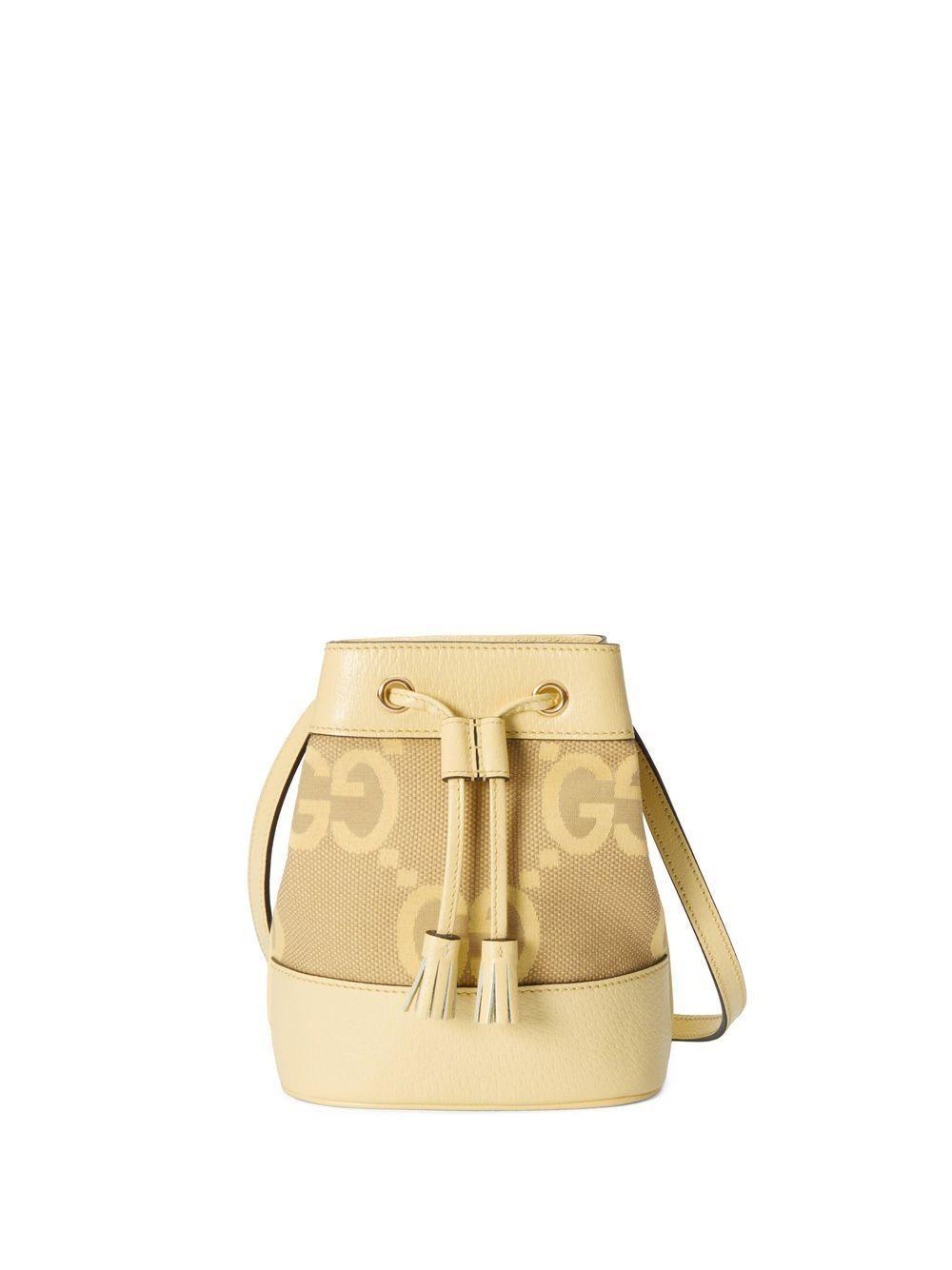 Small Ophidia Bucket Bag In Light Yellow Product Image