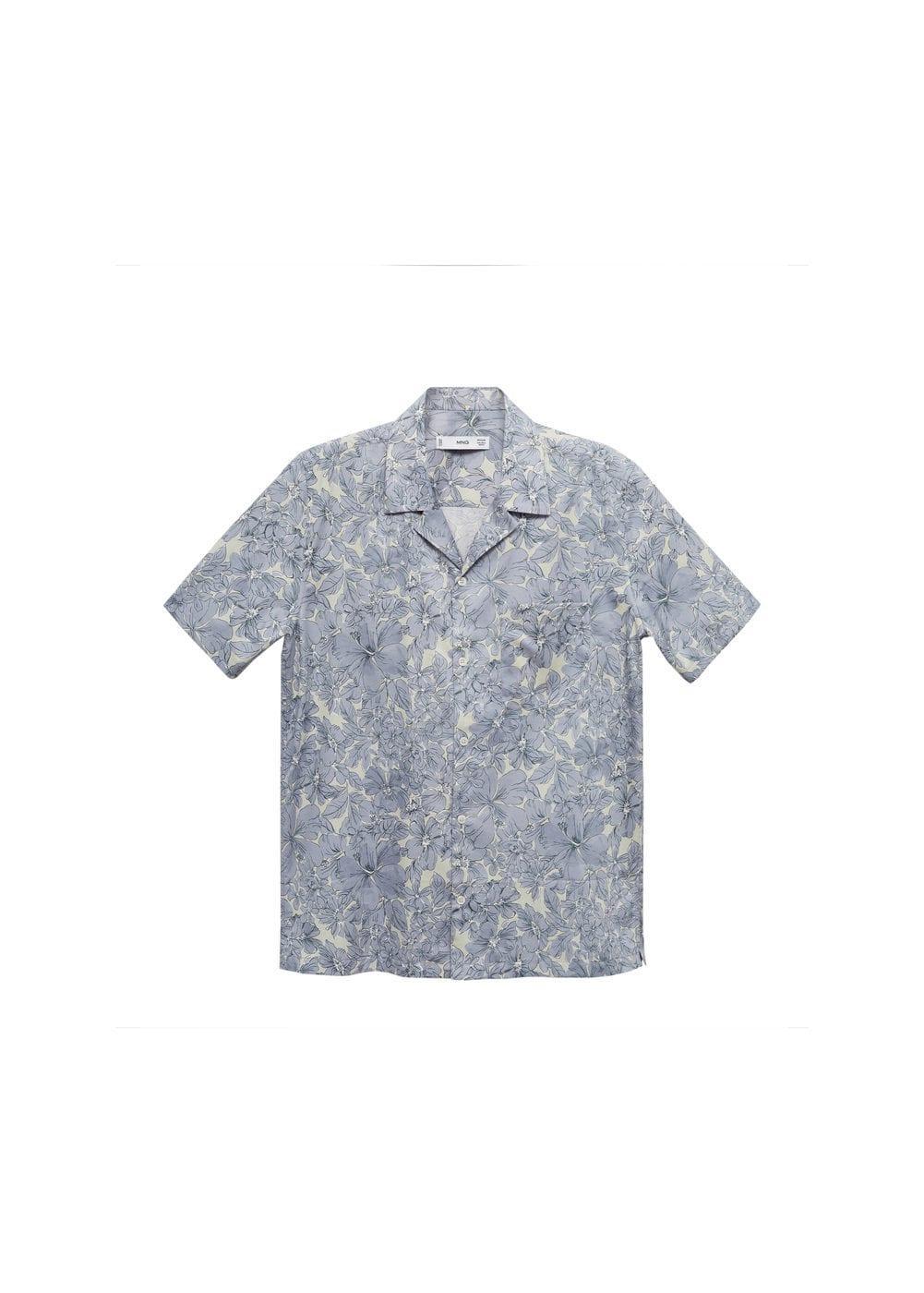 Mango Mens Cotton Floral-Print Shirt - Light Product Image