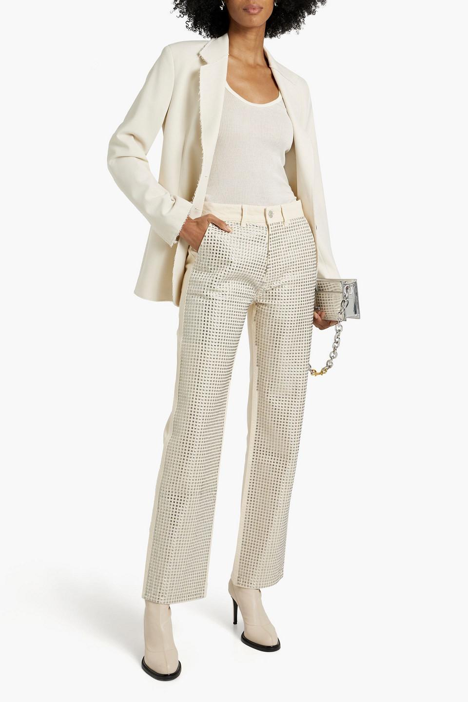 Le Jane Studded High-rise Straight-leg Jeans In Ivory Product Image