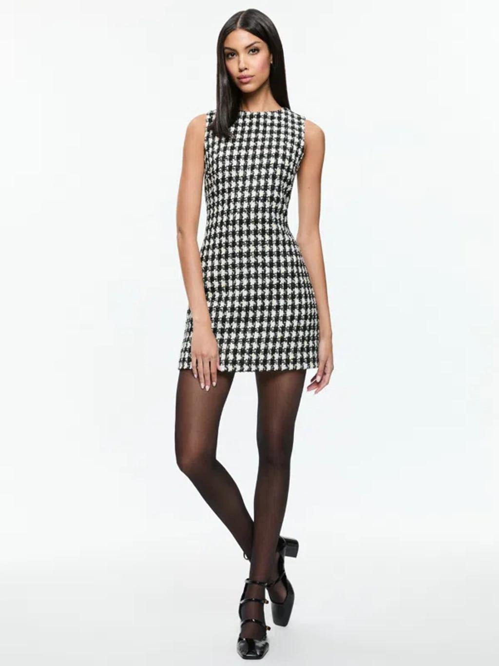 ALICE AND OLIVIA Clyde Aline Shift Dress In Black/white Product Image