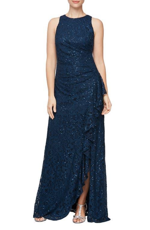 Alex Evenings Ruffle Sequin Lace Formal Gown Product Image