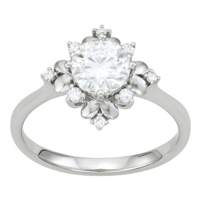 Charles & Colvard 1.11 Ct. T.w. Lab Created Moissanite Floral Halo Ring In 14K White Gold, 8 Product Image