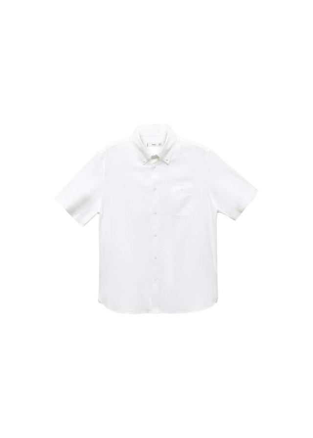 MANGO MAN - Regular fit Oxford short sleeve shirt white - XL - Men Product Image