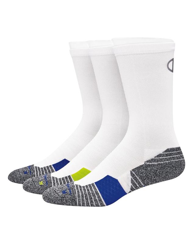 Champion Mens Crew Socks, 3-pairs White Assorted 6-12 Product Image