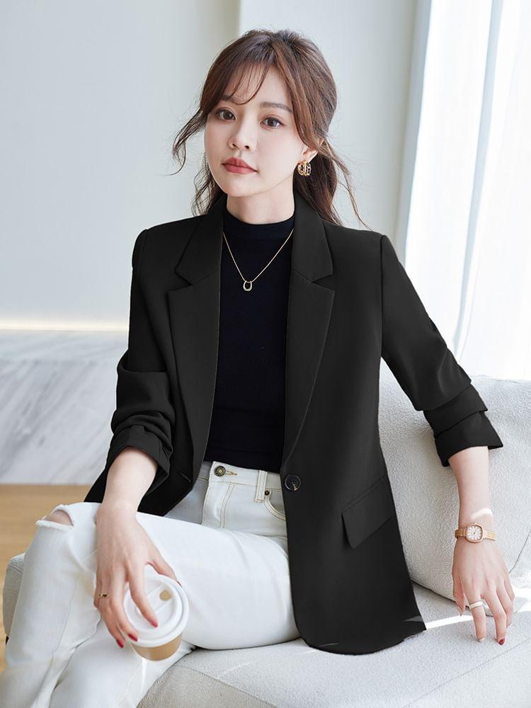 Plain Single-Button Blazer Product Image