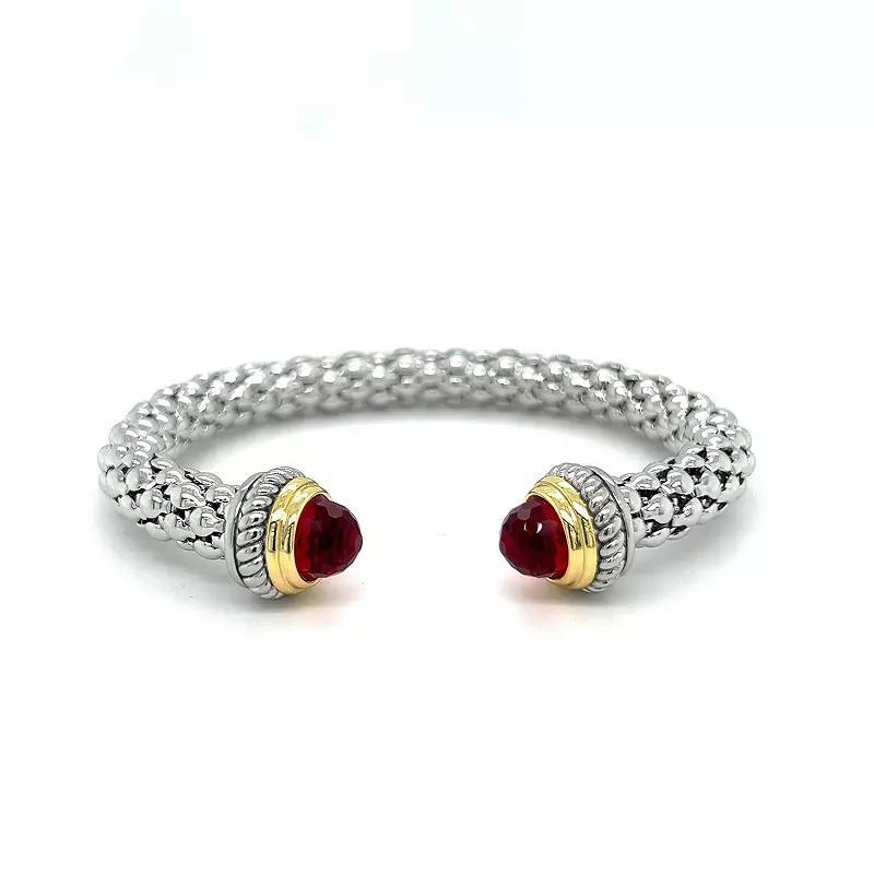 Juvell Two-Tone 18k Gold Plated Garnet Domes Bangle Bracelet, Womens, Multicolor Product Image