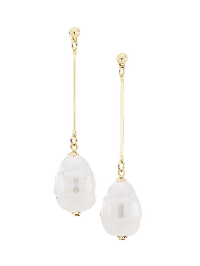 Womens Gold-Plated & Faux Pearl Drop Earrings Product Image