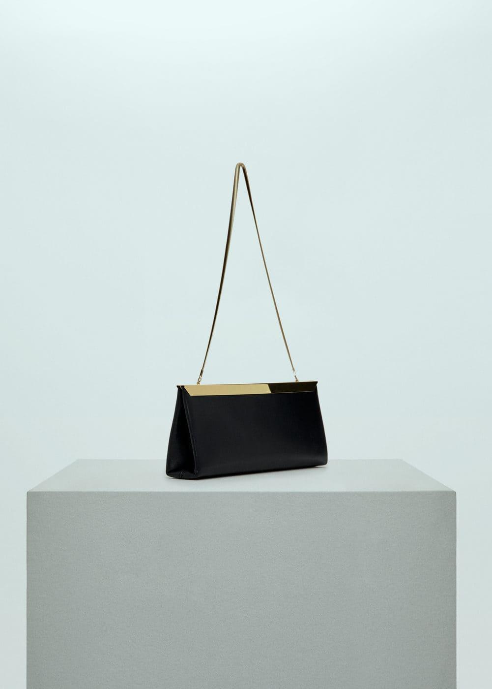 MANGO - Leather clutch bag with metal chain - One size - Women Product Image