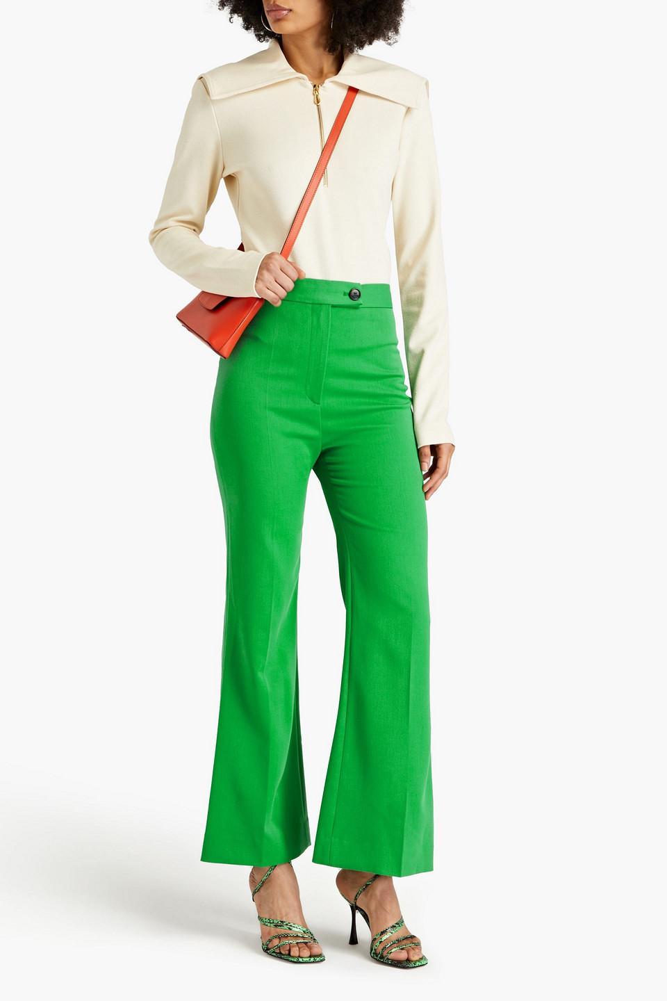 Stretch-twill Flared Pants In Green Product Image