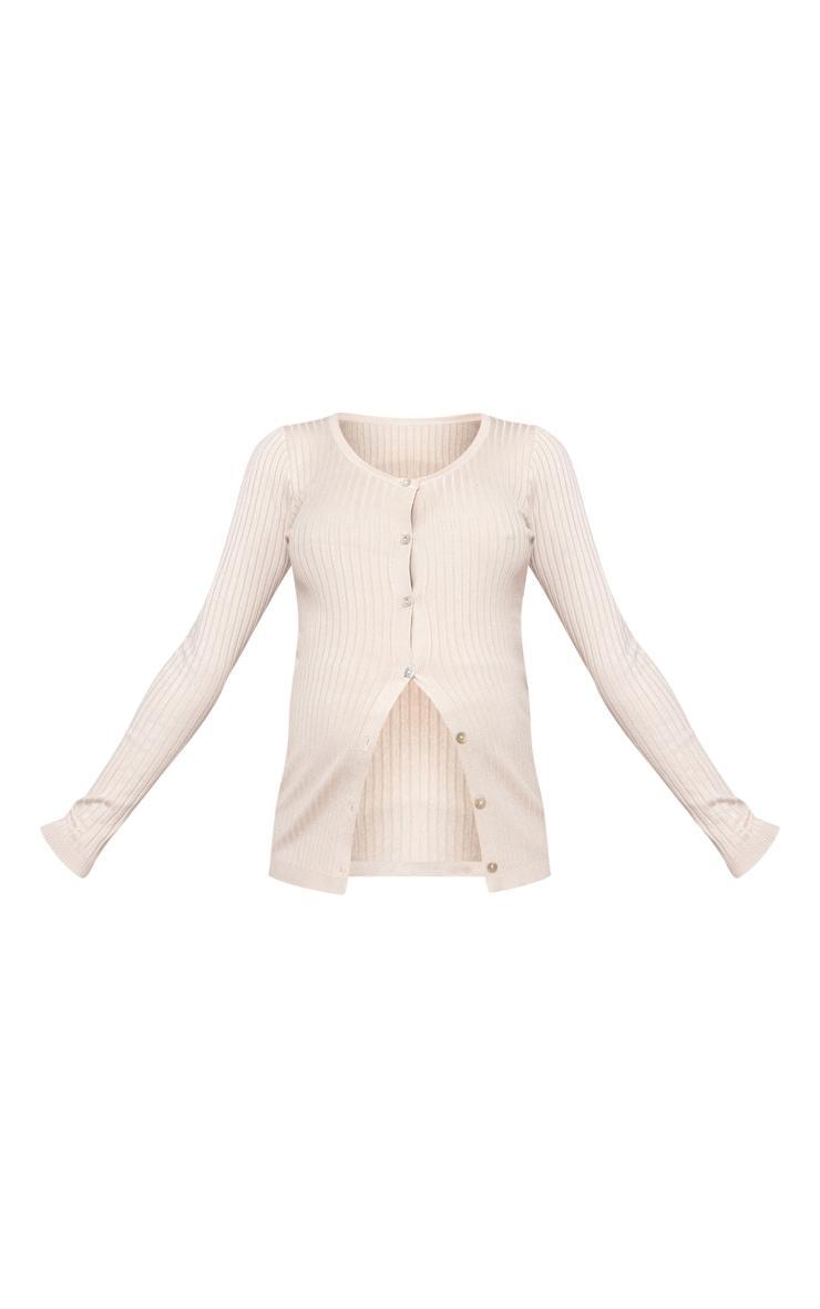 Maternity Oatmeal Knitted Button Detail Long Sleeve Cardigan Product Image