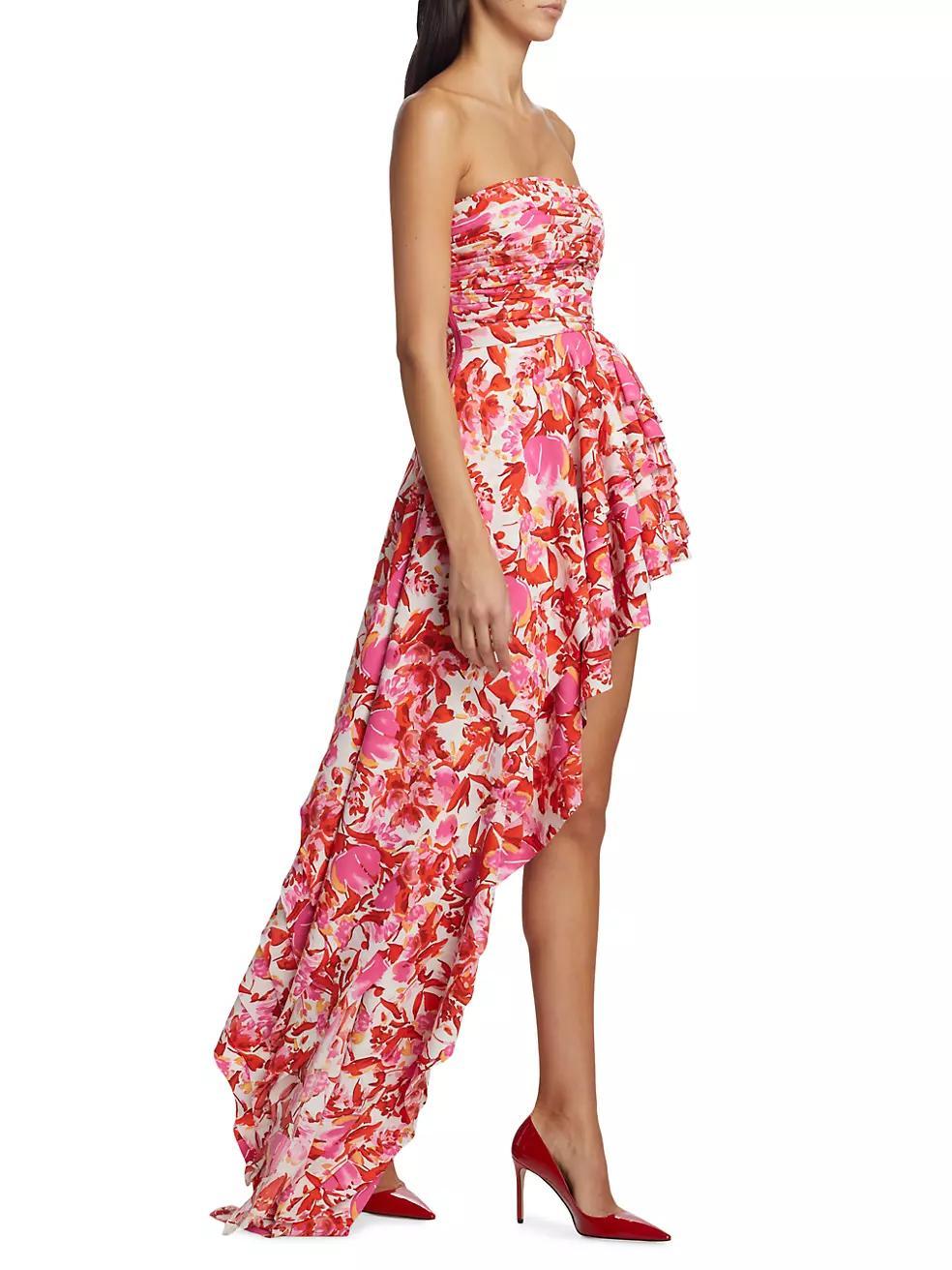 Tulum Silk-Blend Floral Asymmetric Gown Product Image