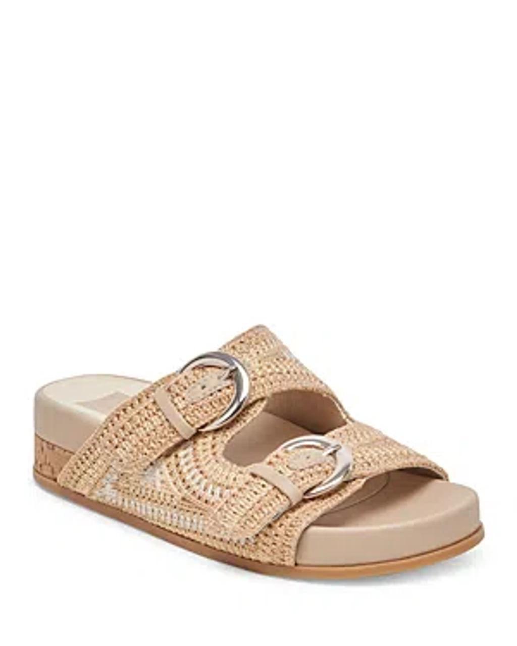 Ralli Natural Multi Crochet Knit Buckle Slide Sandals In Natural Multi Knit Product Image