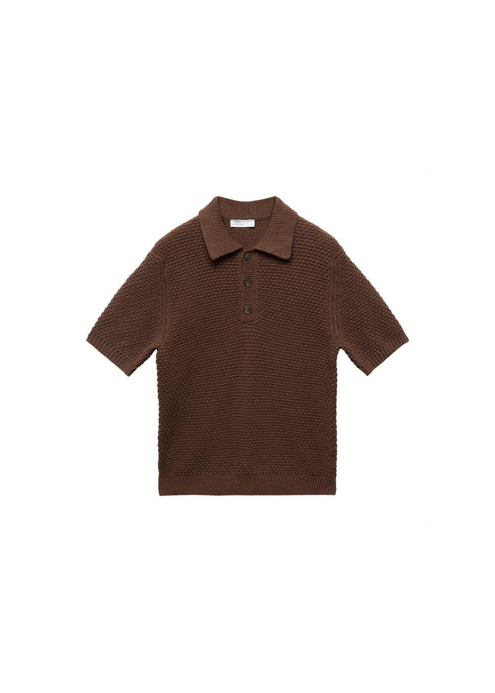 MANGO MAN - Braided knit polo shirt tobacco brownMen Product Image