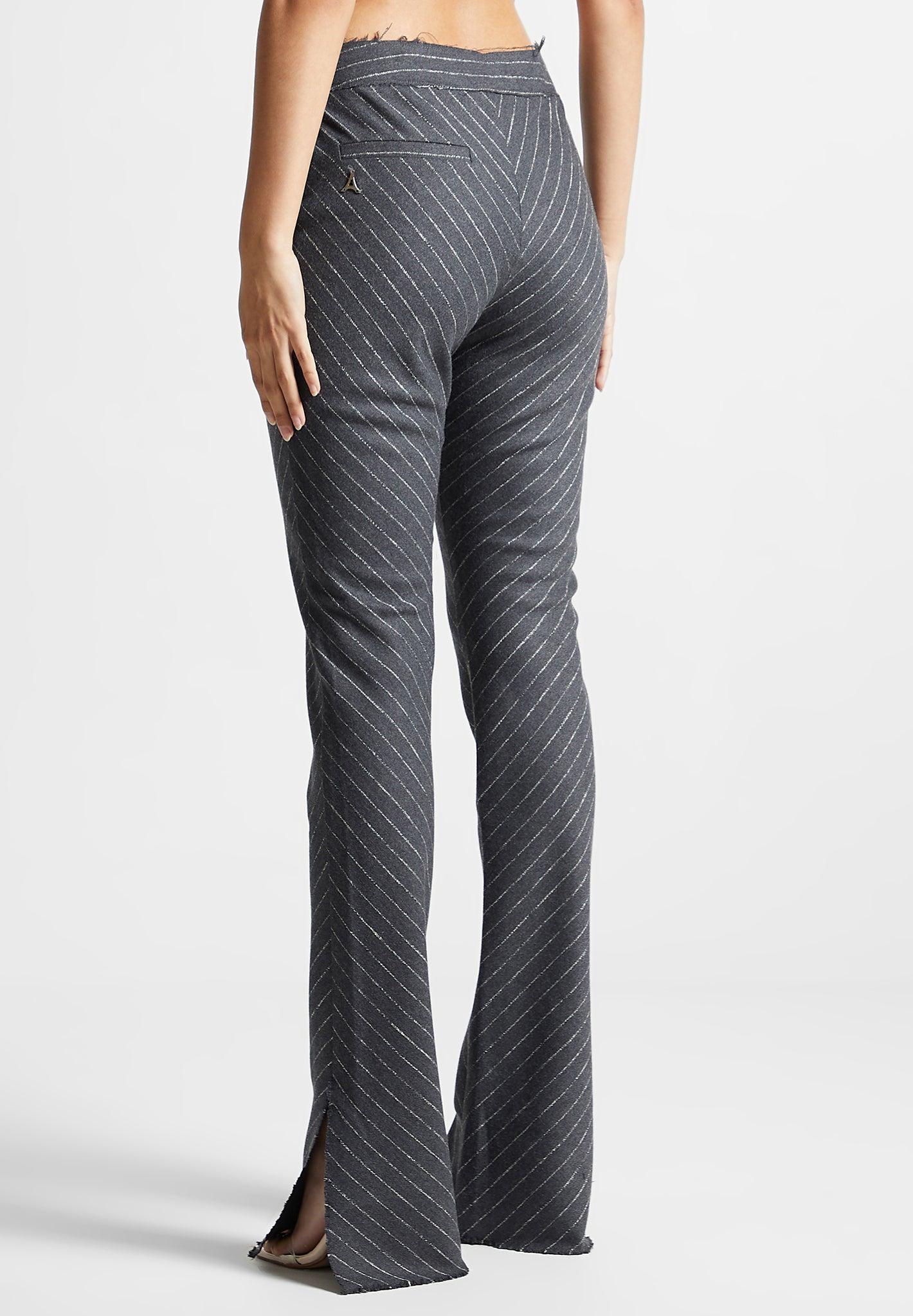 Pinstripe Mini Flared Trousers - Grey Female Product Image