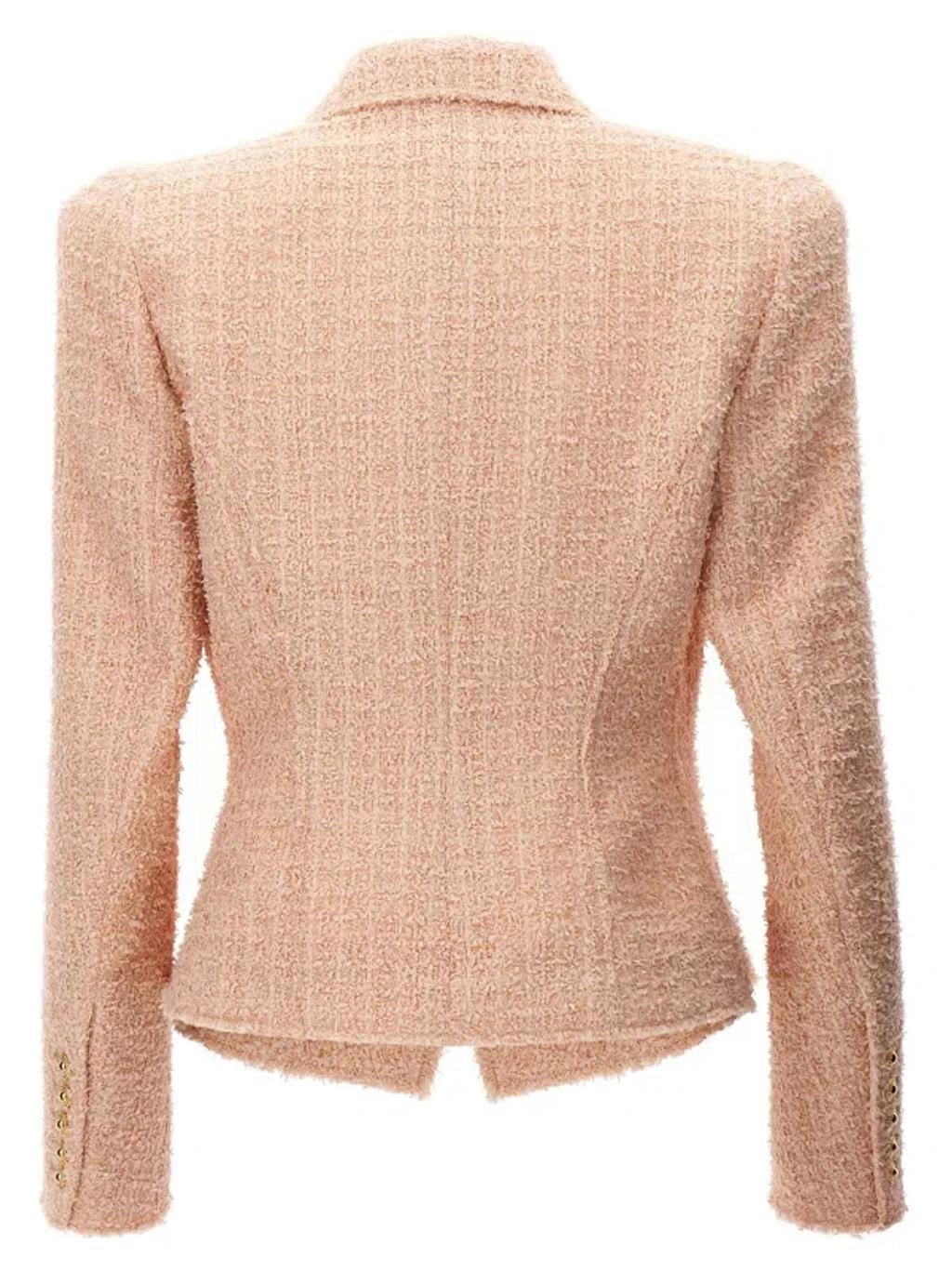 Tweed Double-breasted Blazer In Cipria Product Image