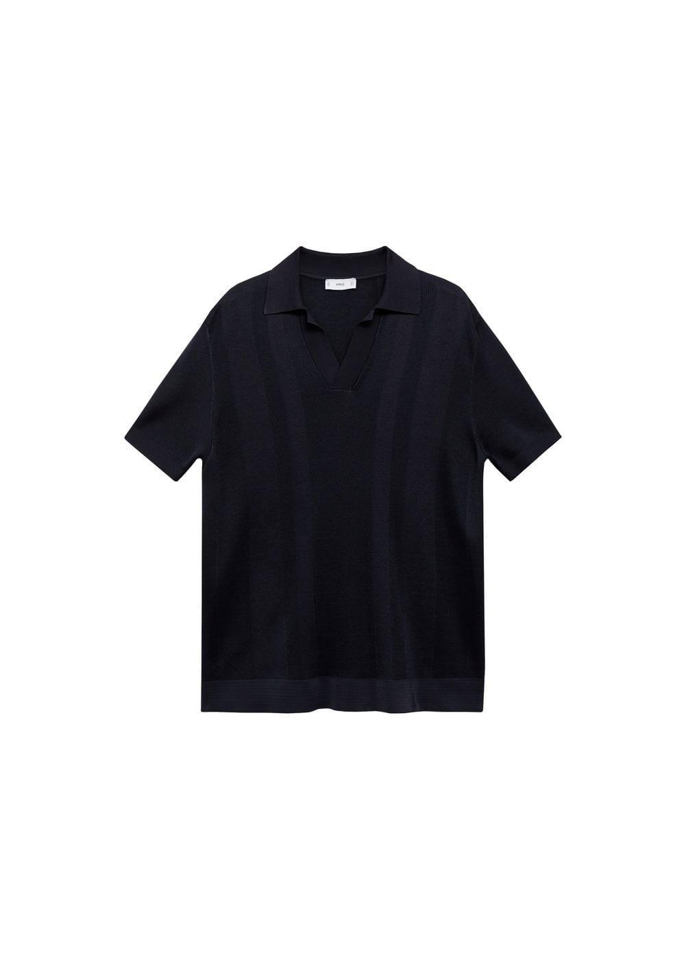 Mango Mens Ribbed Knit Polo Shirt Product Image