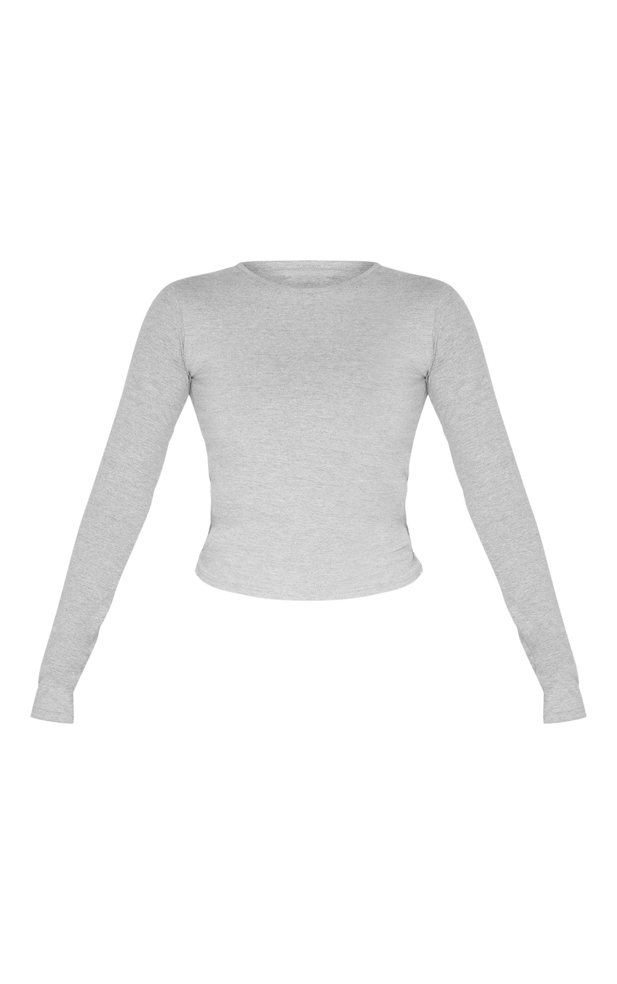 Ash Grey Premium Cotton Fitted Long Sleeve T-shirt Product Image