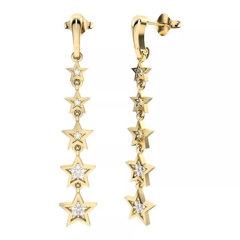 10k Gold Diamond Drop Star Earrings, Womens Product Image