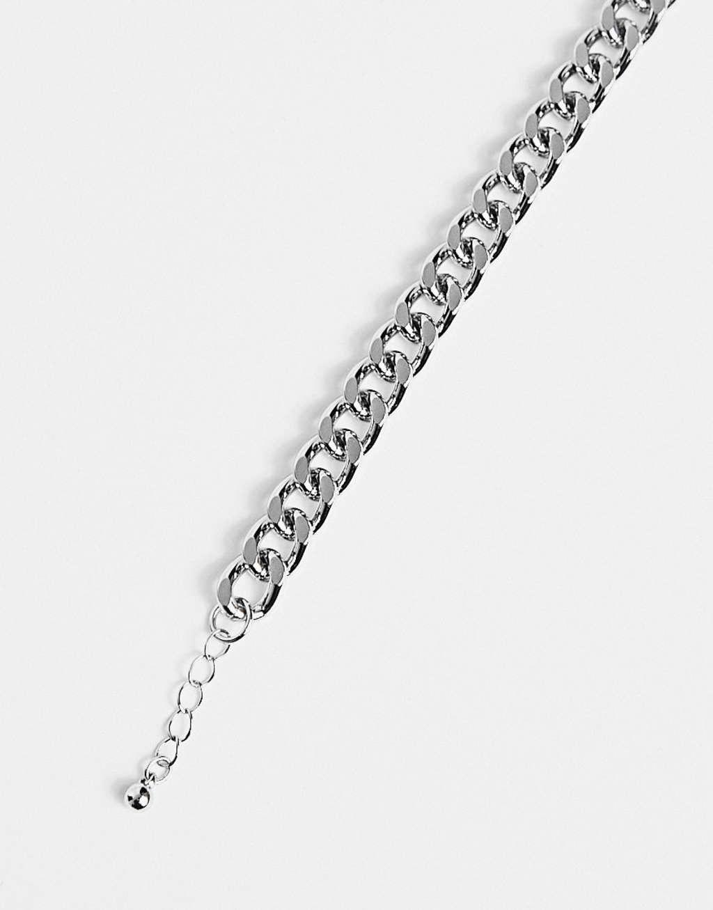 ASOS DESIGN chunky chain bracelet in silver tone Product Image