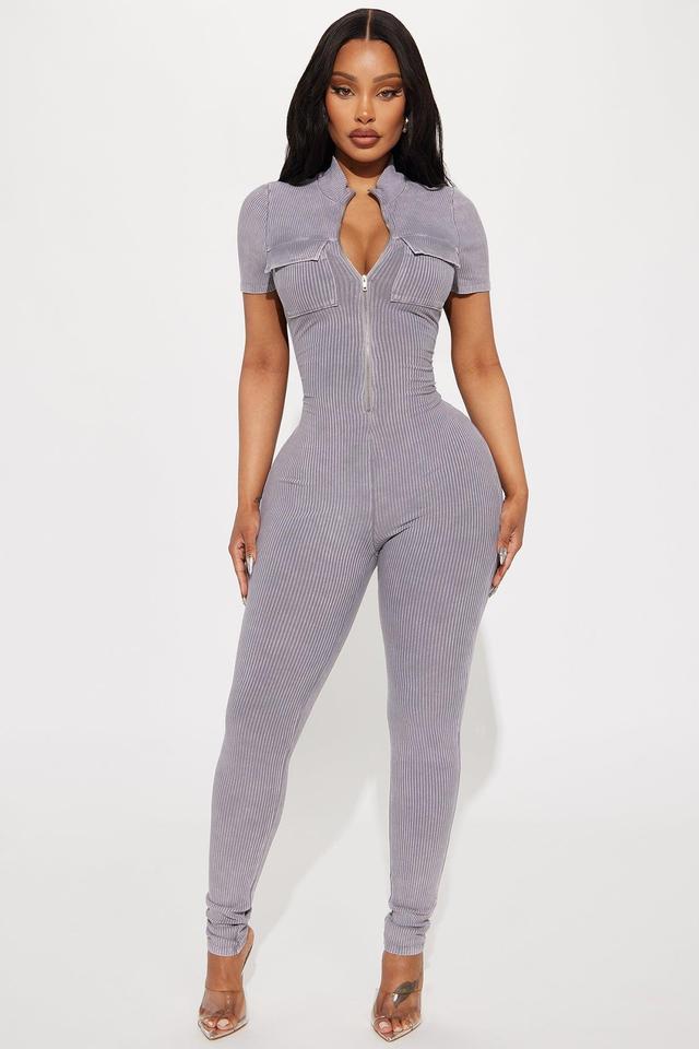 Lounge It Off Jumpsuit - Grey Product Image