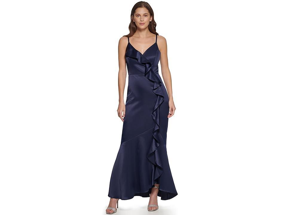 DKNY Sleeveless Ruffled V-Neck Gown Women's Clothing Product Image