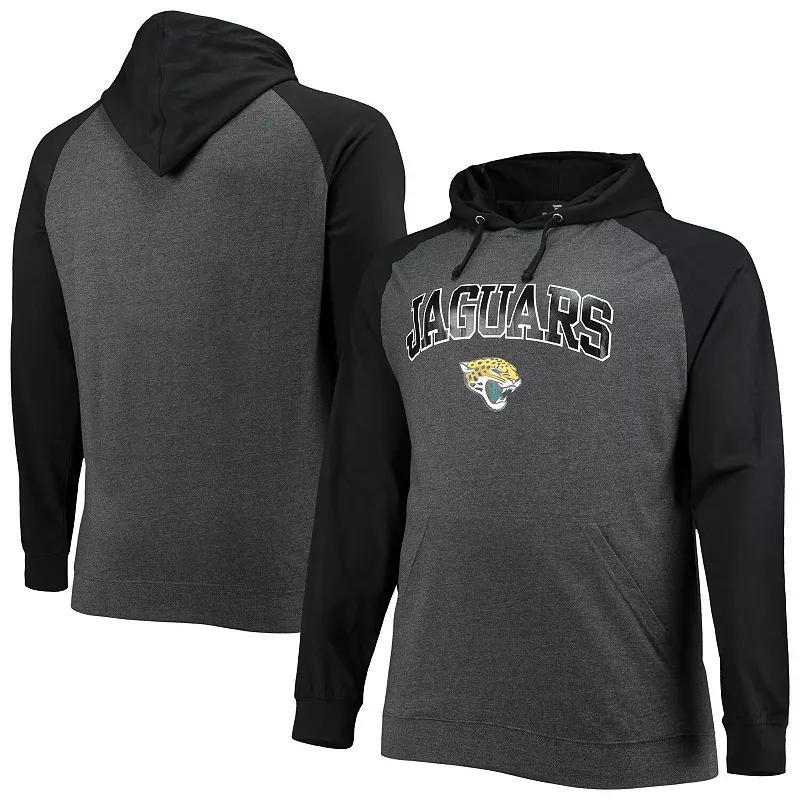 Mens Fanatics Branded Black/Heathered Charcoal Jacksonville Jaguars Big & Tall Lightweight Raglan Pullover Hoodie Product Image