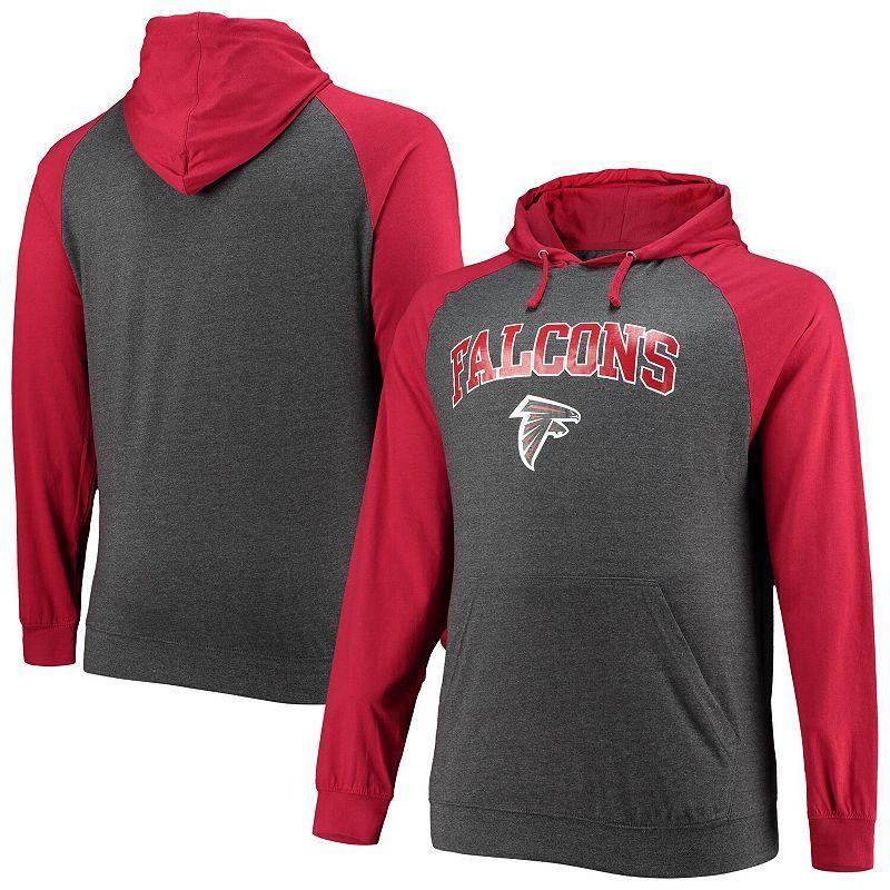 Mens Fanatics Branded /Heathered Charcoal Atlanta Falcons Big & Tall Lightweight Raglan Pullover Hoodie Product Image