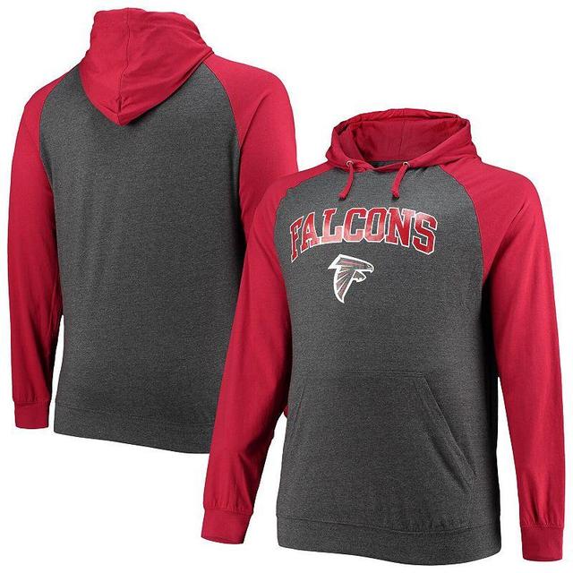 Men's Fanatics Branded Red/Heathered Charcoal Atlanta Falcons Big & Tall Lightweight Raglan Pullover Hoodie Product Image