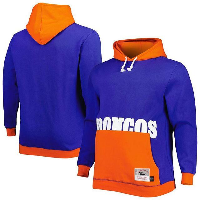 Mens Mitchell & Ness Navy Denver Broncos Big and Tall Big Face Pullover Hoodie - Navy Product Image