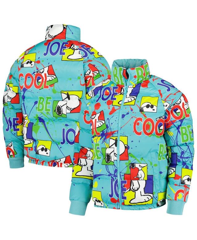 Mens Freeze Max Teal Peanuts Snoopy Joe Cool Puffer Raglan Full-Zip Jacket Product Image