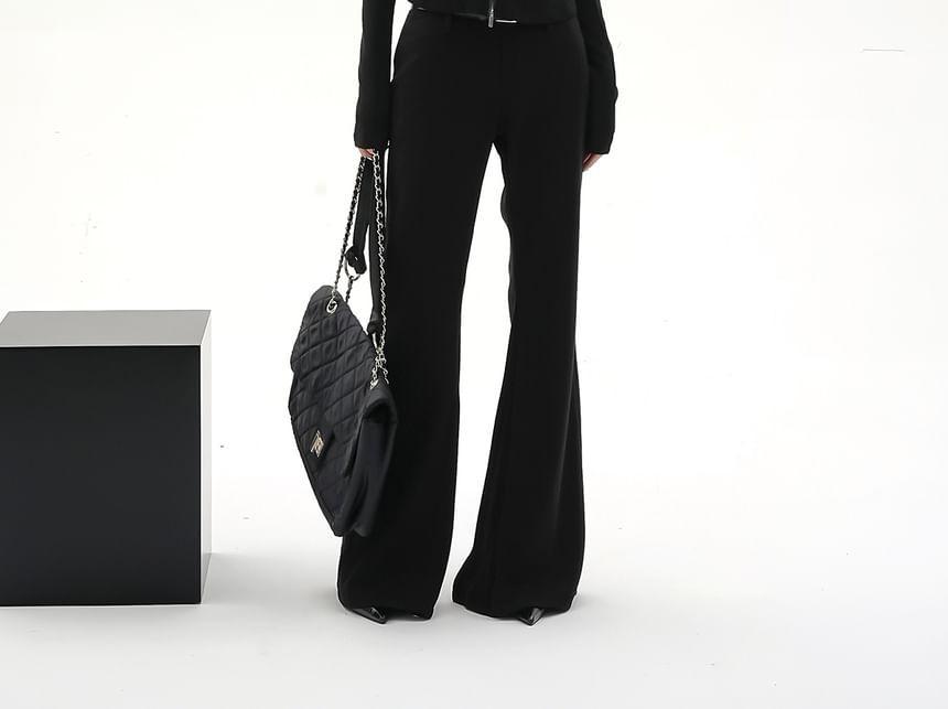 High Waist Plain Flared Pants Product Image