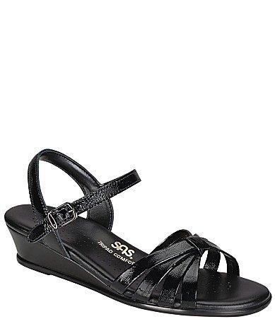 SAS Strippy Patent Wedge Sandals Product Image