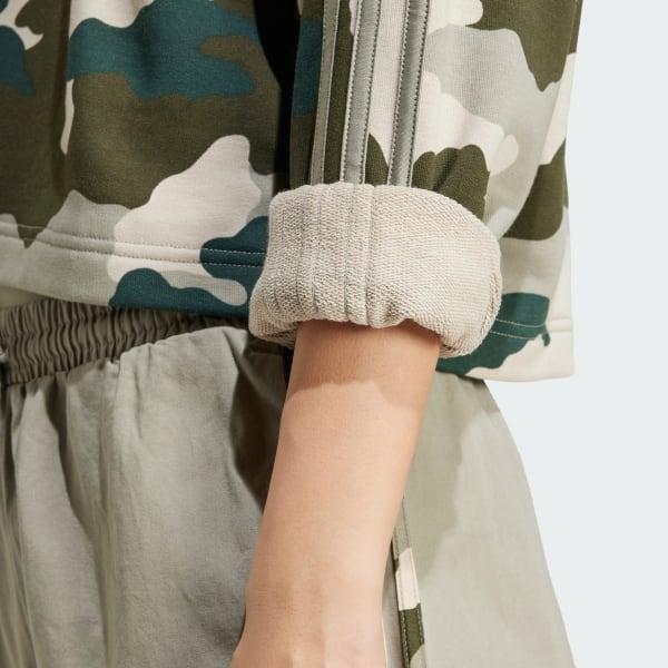 Essentials 3-Stripes Camo-Print Cropped Sweatshirt Product Image