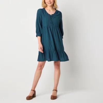 Frye and Co. Womens 3/4 Sleeve Midi A-Line Dress Product Image